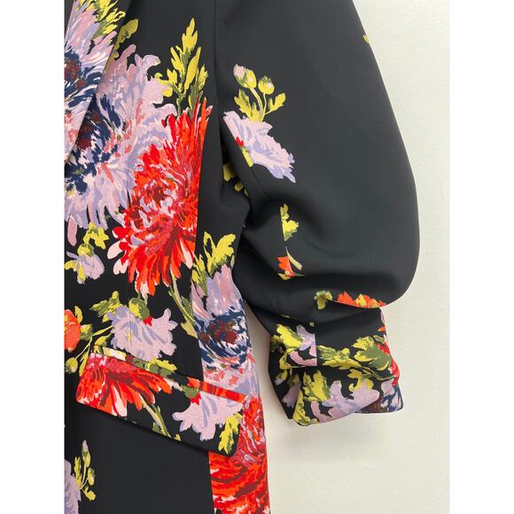 Cinq à Sept Cheyenne Chrysanthemum Scrunched Floral Print Designer Blazer Size 8 - Picture 12 of 16